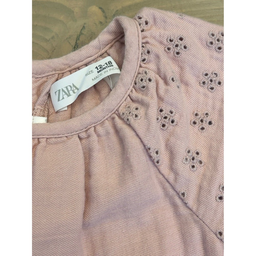 Bb4‎ Zara Baby pink dress size 12-18 months eyelet girls - Picture 3 of 3